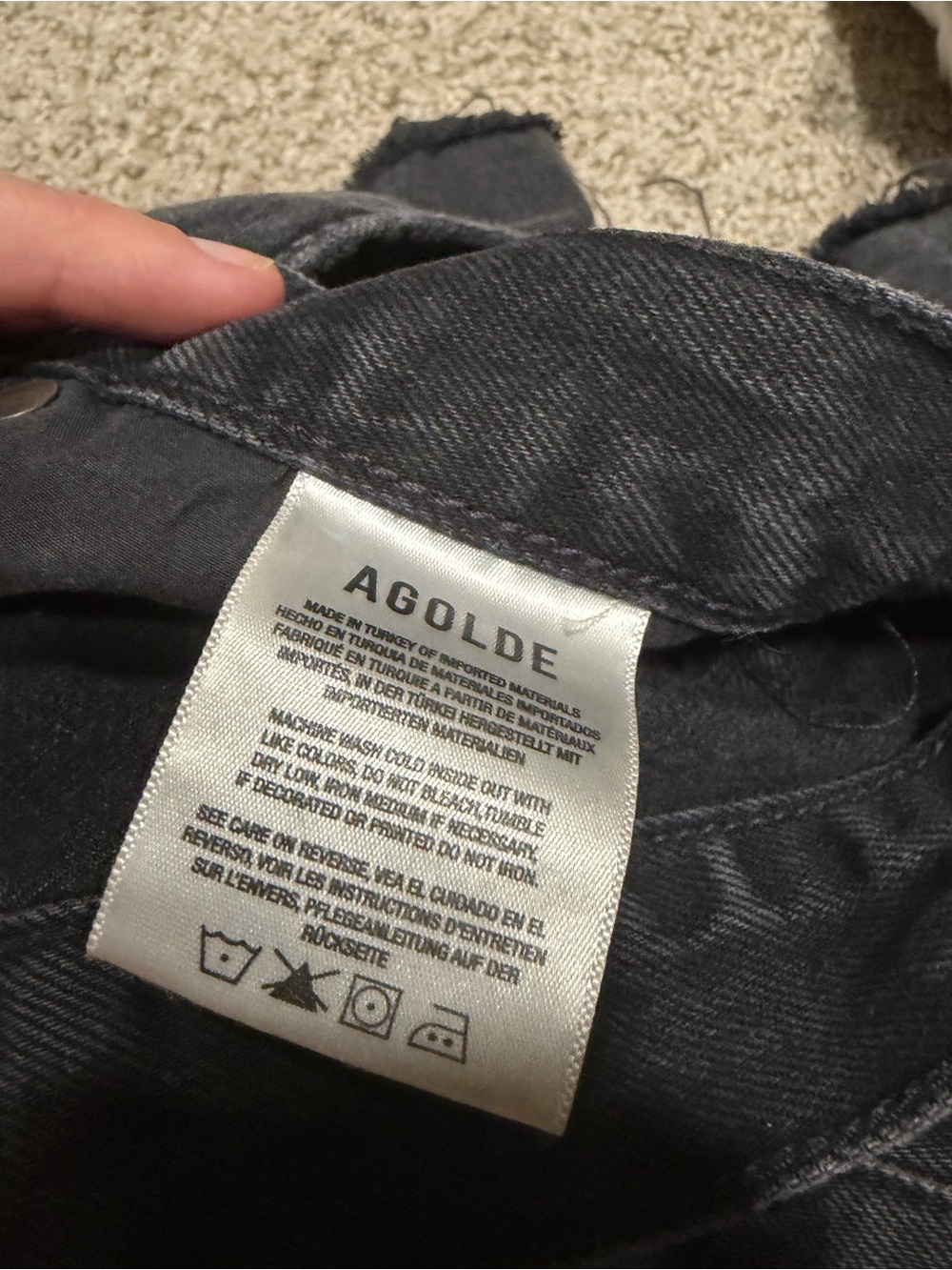 Agolde Black Distressed High-Waist Denim Shorts - Picture 4 of 4